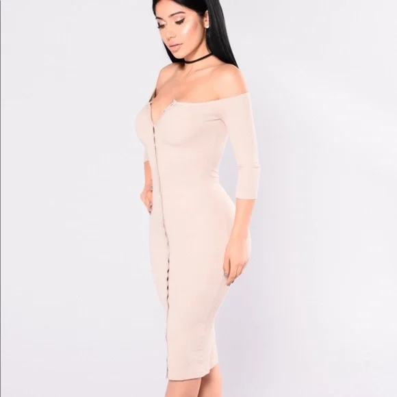 HOST PICK Fashion Nova Tan Button Up dress - Picture 4 of 8